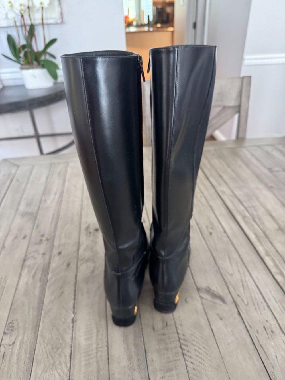 Valentino Garavani Heritage Calfskin Leather Knee High Boots 60mm Black 38.5 - Picture 7 of 12